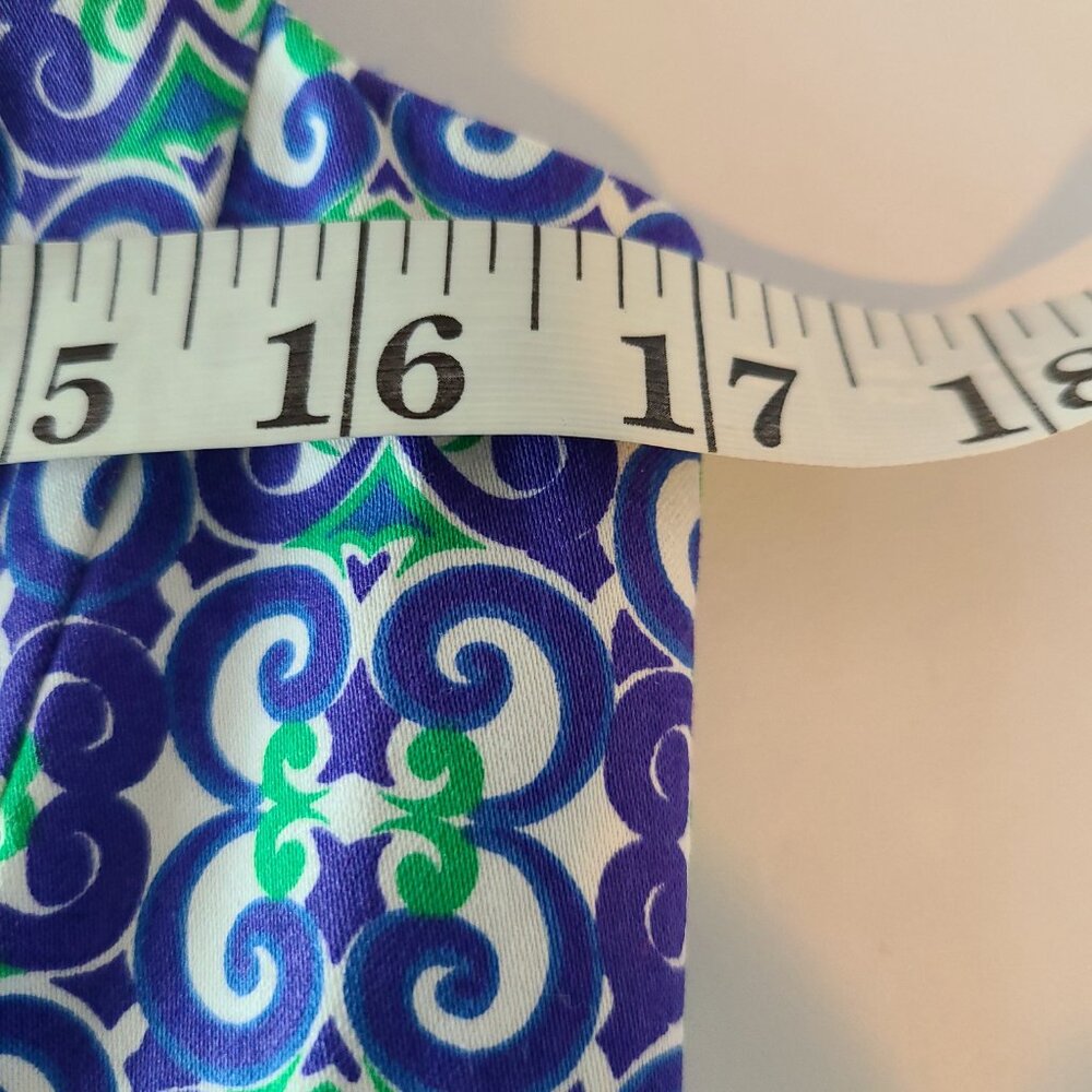 NINE WEST MIDI - SLEEVELESS--FIT& FLARE-DRESS SZ 8 ''BLUE COMBO'' GEO PRINT - Picture 9 of 15